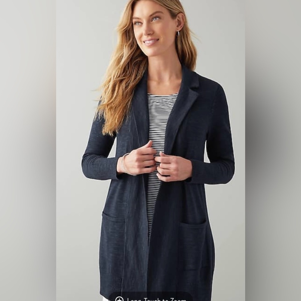 J.Jill Women L Green Textured Sweater-Jacket - Picture 7 of 16